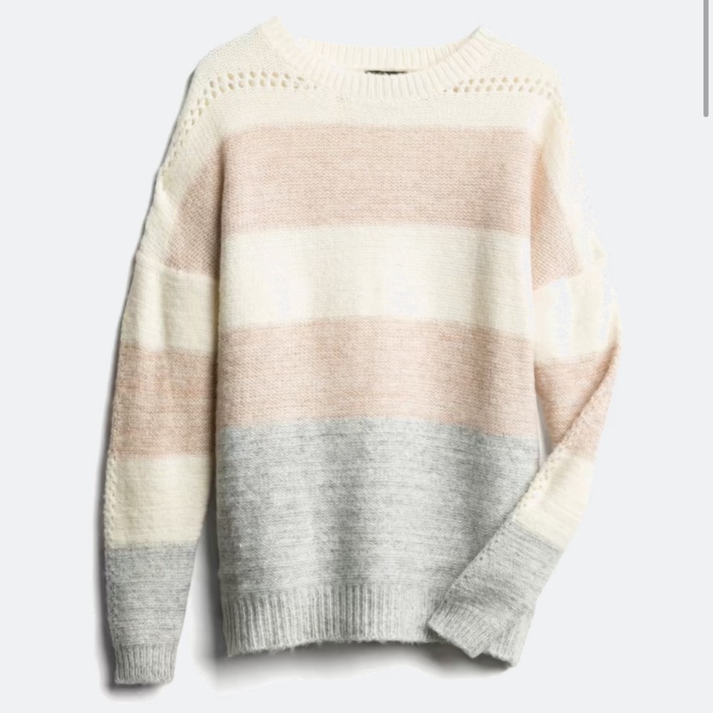 Comfy Crew Neck Perforated Detail Pullover Sweater